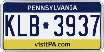 PA license plate KLB3937