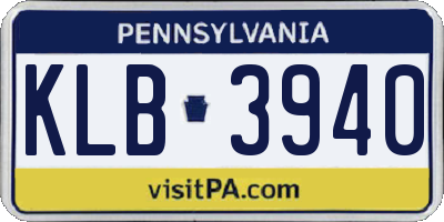 PA license plate KLB3940