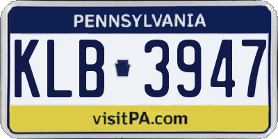 PA license plate KLB3947