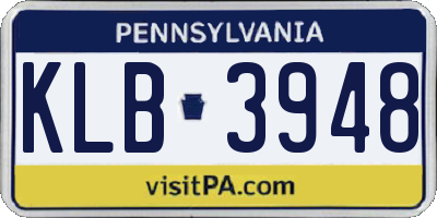 PA license plate KLB3948