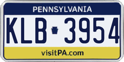 PA license plate KLB3954