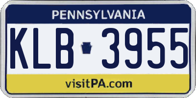 PA license plate KLB3955