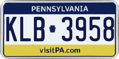 PA license plate KLB3958
