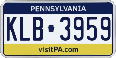 PA license plate KLB3959