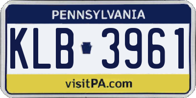 PA license plate KLB3961