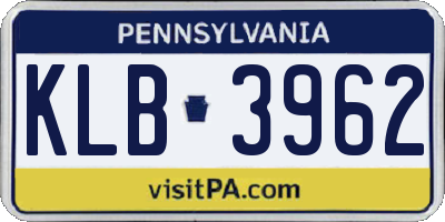 PA license plate KLB3962