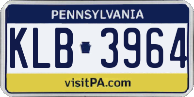 PA license plate KLB3964