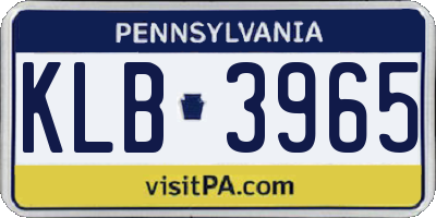 PA license plate KLB3965