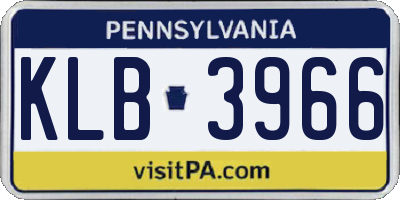 PA license plate KLB3966