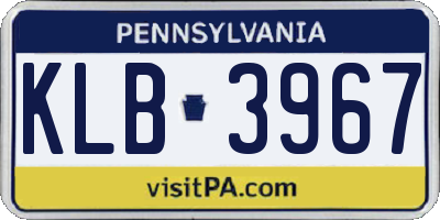 PA license plate KLB3967