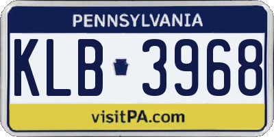 PA license plate KLB3968
