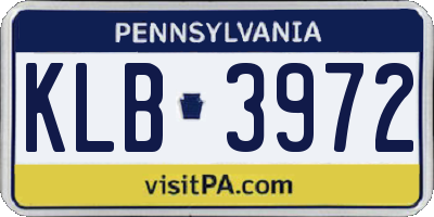 PA license plate KLB3972