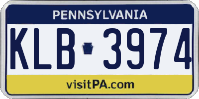 PA license plate KLB3974