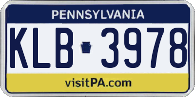 PA license plate KLB3978