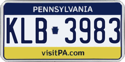 PA license plate KLB3983