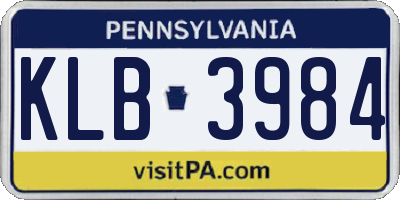 PA license plate KLB3984