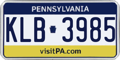 PA license plate KLB3985