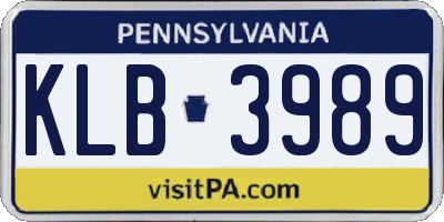 PA license plate KLB3989