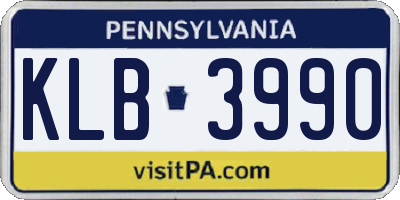 PA license plate KLB3990