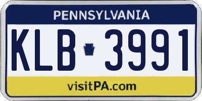 PA license plate KLB3991