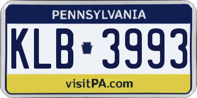 PA license plate KLB3993