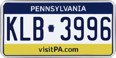 PA license plate KLB3996