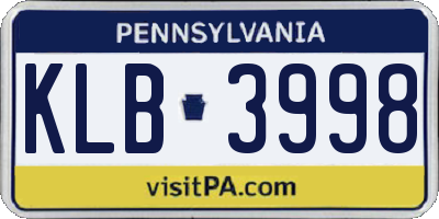 PA license plate KLB3998
