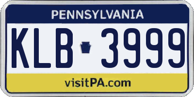 PA license plate KLB3999