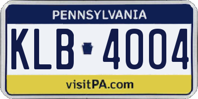 PA license plate KLB4004