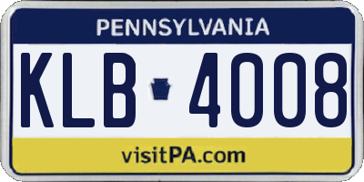 PA license plate KLB4008