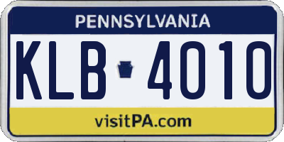PA license plate KLB4010