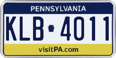 PA license plate KLB4011