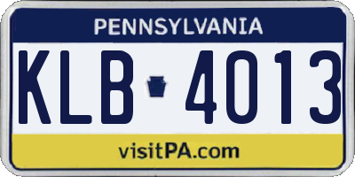 PA license plate KLB4013