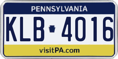 PA license plate KLB4016
