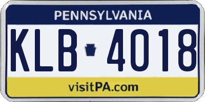 PA license plate KLB4018