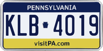 PA license plate KLB4019