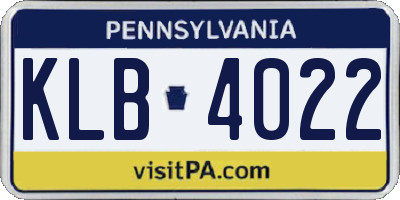 PA license plate KLB4022