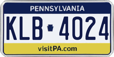 PA license plate KLB4024