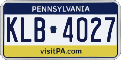 PA license plate KLB4027