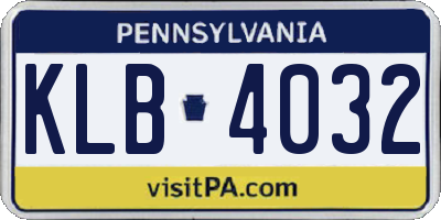 PA license plate KLB4032