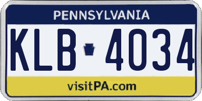 PA license plate KLB4034