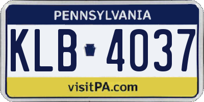 PA license plate KLB4037