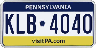 PA license plate KLB4040