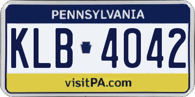 PA license plate KLB4042