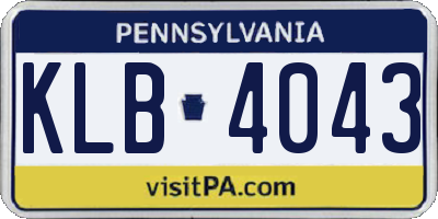 PA license plate KLB4043