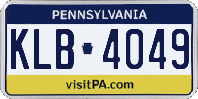 PA license plate KLB4049
