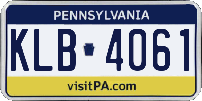 PA license plate KLB4061