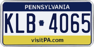 PA license plate KLB4065