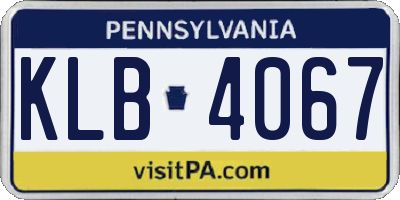 PA license plate KLB4067