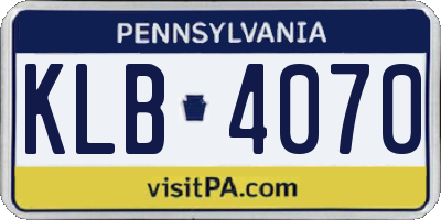 PA license plate KLB4070